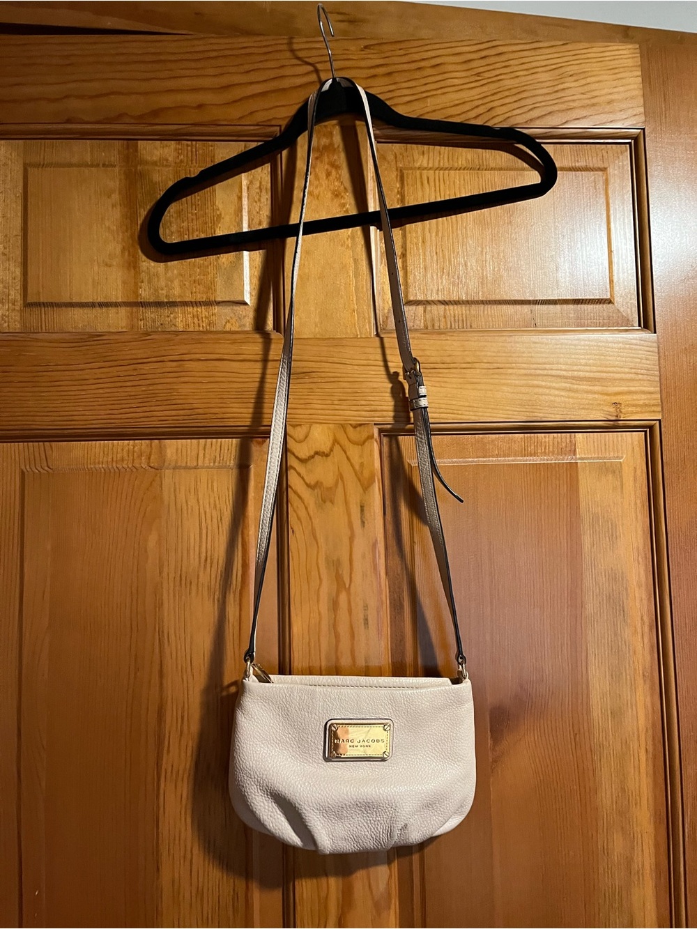 Marc Jacobs Pale Pink Leather Crossbody with Gold Plaque